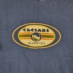 Vintage Caesars Atlantic City Shirt Mens Large Blue Graphic Logo Casino Promo